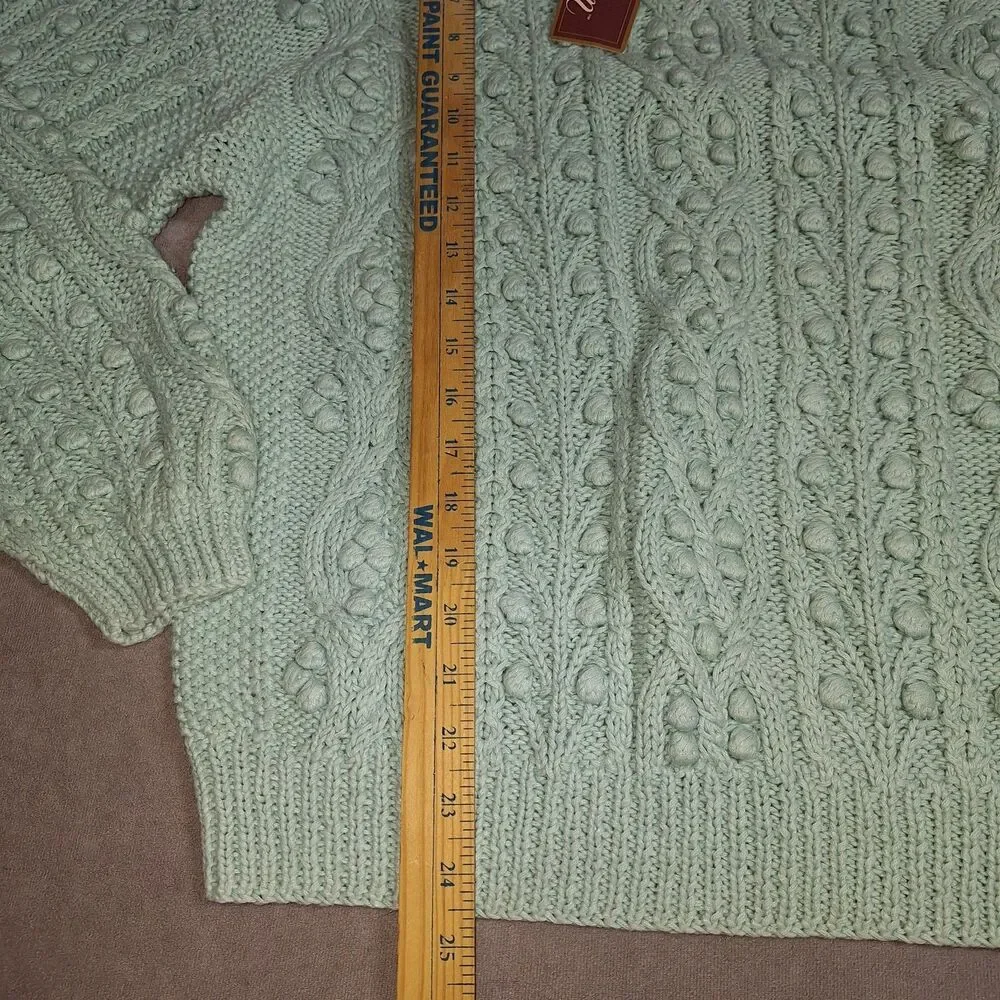 Vintage Worthington Large Blue Sweater Chunky Knit Cottagecore Shoulder Pads
